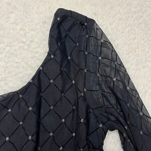 City Studio Dress Womens S Black One Shoulder Mesh Ruched Sparkle Mini Bodycon